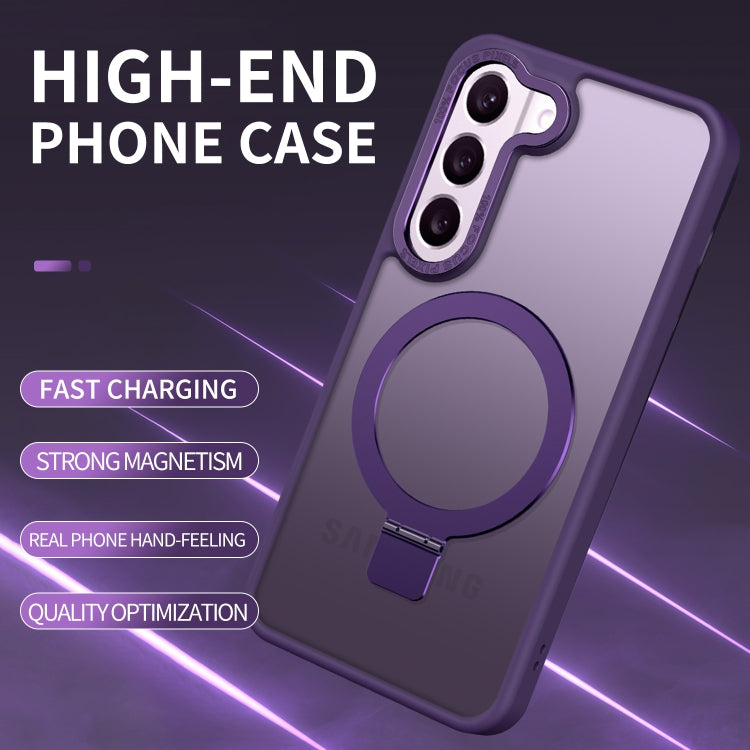 For Samsung Galaxy S23 5G Skin Feel MagSafe Magnetic Holder Phone Case(Dark Blue) - Galaxy S23 5G Cases by PMC TechLife | Online Shopping South Africa | PMC TechLife