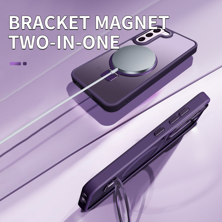 For Samsung Galaxy S23 5G Skin Feel MagSafe Magnetic Holder Phone Case(Dark Blue) - Galaxy S23 5G Cases by PMC TechLife | Online Shopping South Africa | PMC TechLife