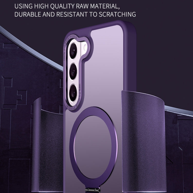 For Samsung Galaxy S23 5G Skin Feel MagSafe Magnetic Holder Phone Case(Black) - Galaxy S23 5G Cases by PMC TechLife | Online Shopping South Africa | PMC TechLife