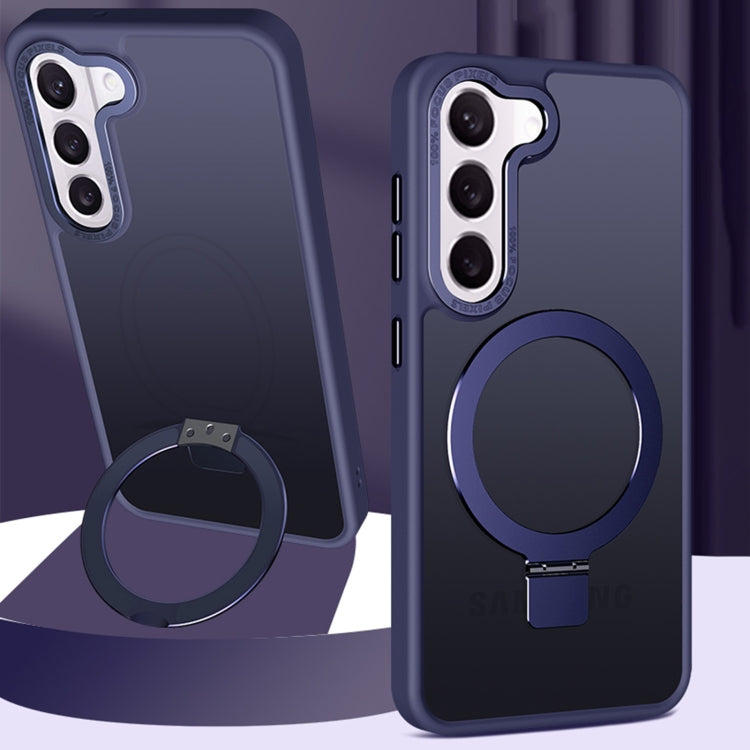For Samsung Galaxy S23 Ultra 5G Skin Feel MagSafe Magnetic Holder Phone Case(Dark Blue) - Galaxy S23 Ultra 5G Cases by PMC TechLife | Online Shopping South Africa | PMC TechLife