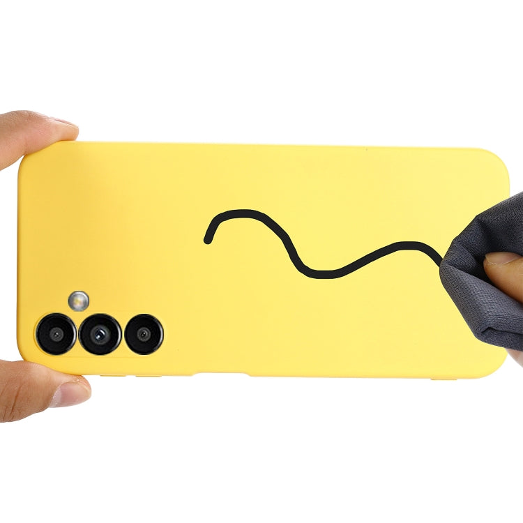 For Samsung Galaxy A14 4G Pure Color Liquid Silicone Shockproof Phone Case(Yellow) - free shipping - PMC TechLife - Order now!