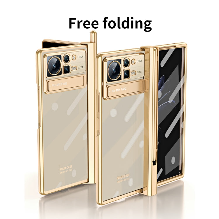 For Xiaomi Mix Fold 2 Electroplated Hinge Transparent Phone Case with Pen Slot(Black) - Xiaomi Cases by PMC TechLife | Online Shopping South Africa | PMC TechLife