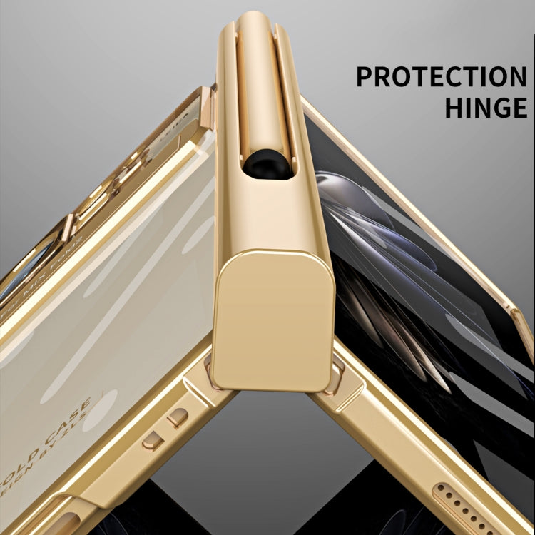 For Xiaomi Mix Fold 2 Electroplated Hinge Transparent Phone Case with Pen Slot(Rose Gold) - Xiaomi Cases by PMC TechLife | Online Shopping South Africa | PMC TechLife