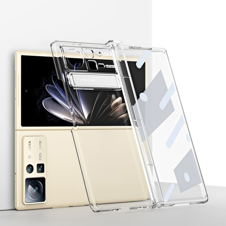 For Xiaomi Mix Fold 2 Macaron Hinge All-inclusive Folding Phone Case with Stand(Transparent) - Xiaomi Cases by PMC TechLife | Online Shopping South Africa | PMC TechLife