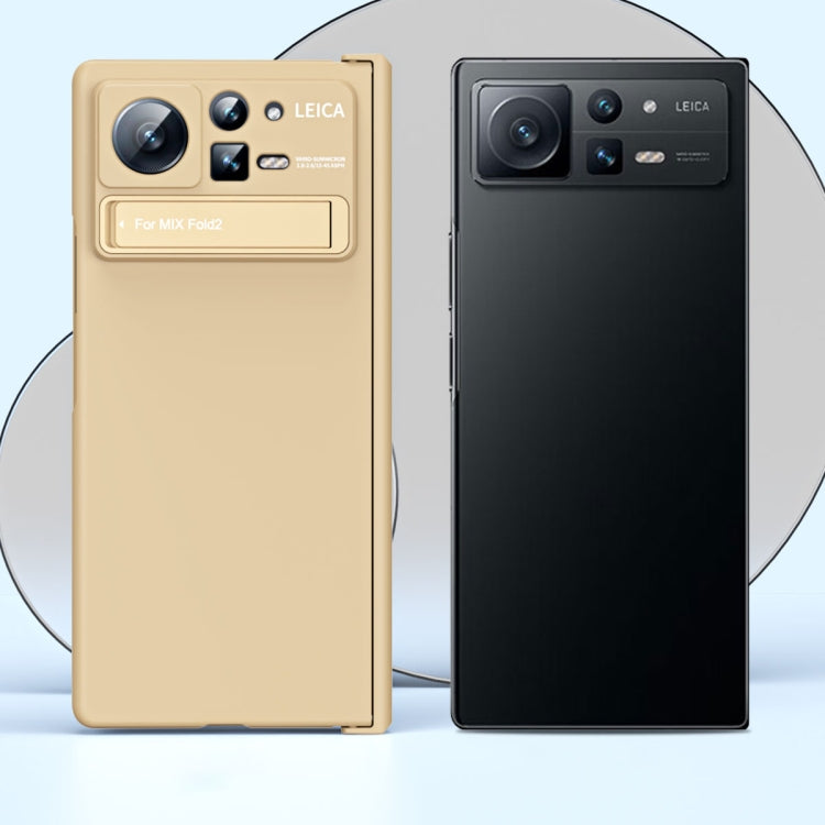 For Xiaomi Mix Fold 2 Macaron Hinge All-inclusive Folding Phone Case with Stand(Gold) - Xiaomi Cases by PMC TechLife | Online Shopping South Africa | PMC TechLife
