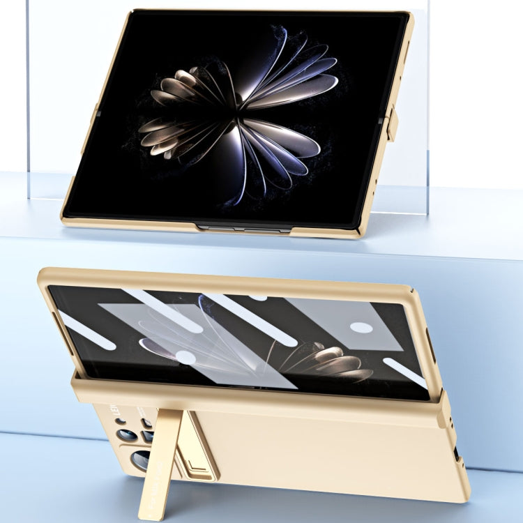 For Xiaomi Mix Fold 2 Macaron Hinge All-inclusive Folding Phone Case with Stand(Gold) - Xiaomi Cases by PMC TechLife | Online Shopping South Africa | PMC TechLife