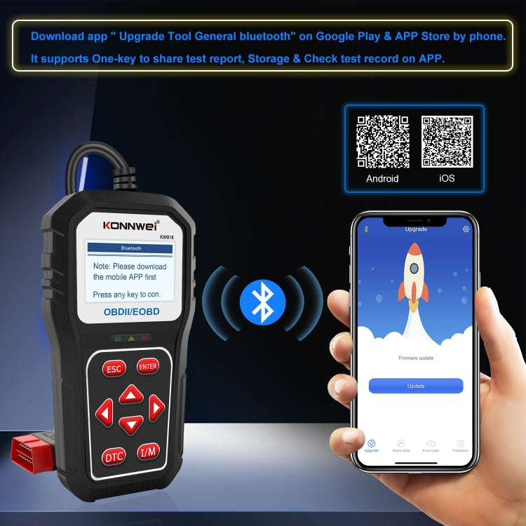 KONNWE KW818 Car OBD2 Bluetooth Fault Detector Diagnostic Tools - free shipping - PMC TechLife - Order now!
