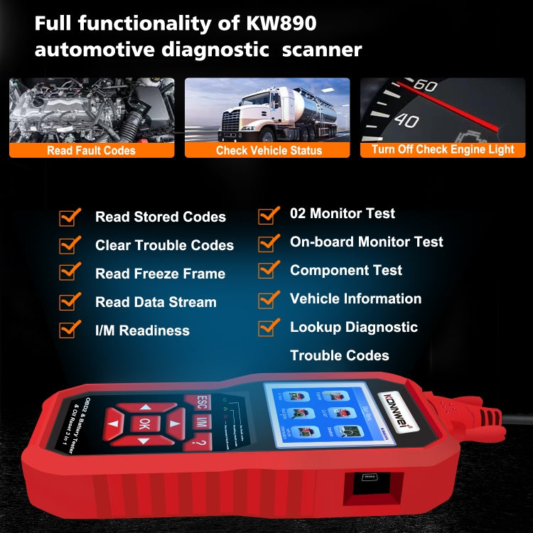 KONNWEI KW890 2 in 1 Car OBD2 Fault Detector + Maintenance Light Reseter - free shipping - PMC TechLife - Order now!