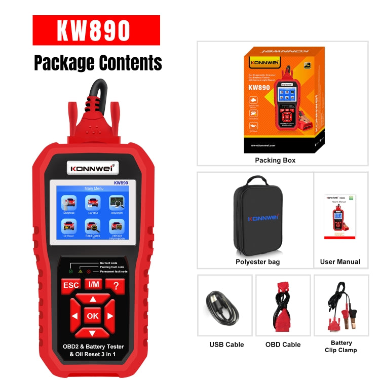 KONNWEI KW890 2 in 1 Car OBD2 Fault Detector + Maintenance Light Reseter - free shipping - PMC TechLife - Order now!