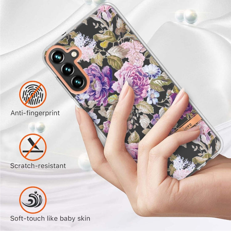 For Samsung Galaxy A34 5G Flowers and Plants Series IMD TPU Phone Case(Purple Peony) - free shipping - PMC TechLife - Order now!