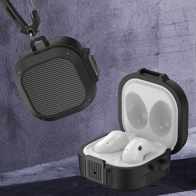 Wireless Earphones Silicone Case with Switch & Carabiner for Samsung Galaxy Buds Live / Buds2 / Buds Pro / Buds2 Pro(Black Red) - Samsung Earphone Case by PMC TechLife | Online Shopping South Africa | PMC TechLife | Buy Now Pay Later Mobicred
