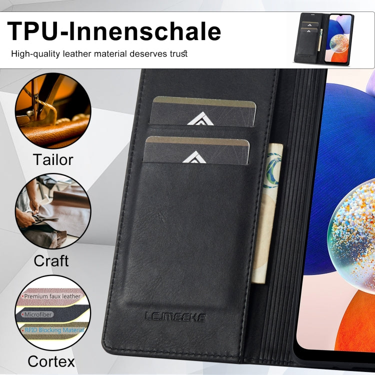 For Samsung Galaxy A14 4G/5G LC.IMEEKE RFID Anti-theft Leather Phone Case(Black) - free shipping - PMC TechLife - Order now!