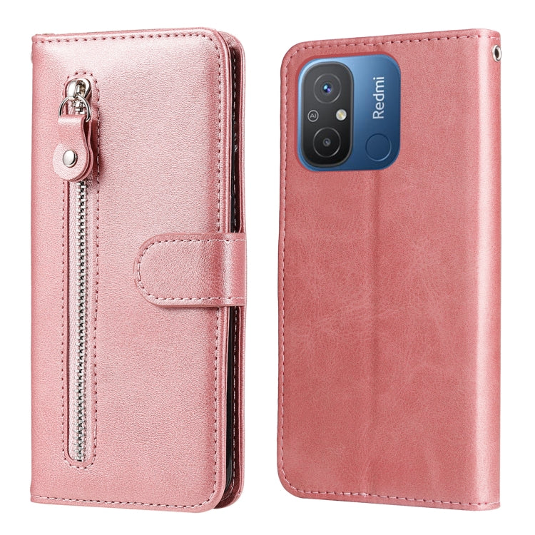 For Xiaomi Redmi 11A 4G/12C Calf Texture Zipper Leather Phone Case(Rose Gold) - free shipping - PMC TechLife - Order now!
