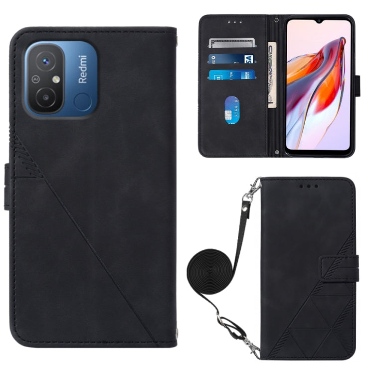 For Xiaomi Redmi 12C / Redmi 11A 4G Global Crossbody 3D Embossed Flip Leather Phone Case(Black) - free shipping - PMC TechLife - Order now!