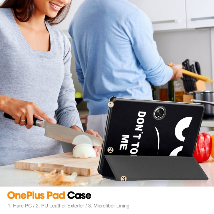 For OnePlus Pad Custer Painted 3-Fold Holder Smart Leather Tablet Case(Big Eye Me) - free shipping - PMC TechLife - Order now!