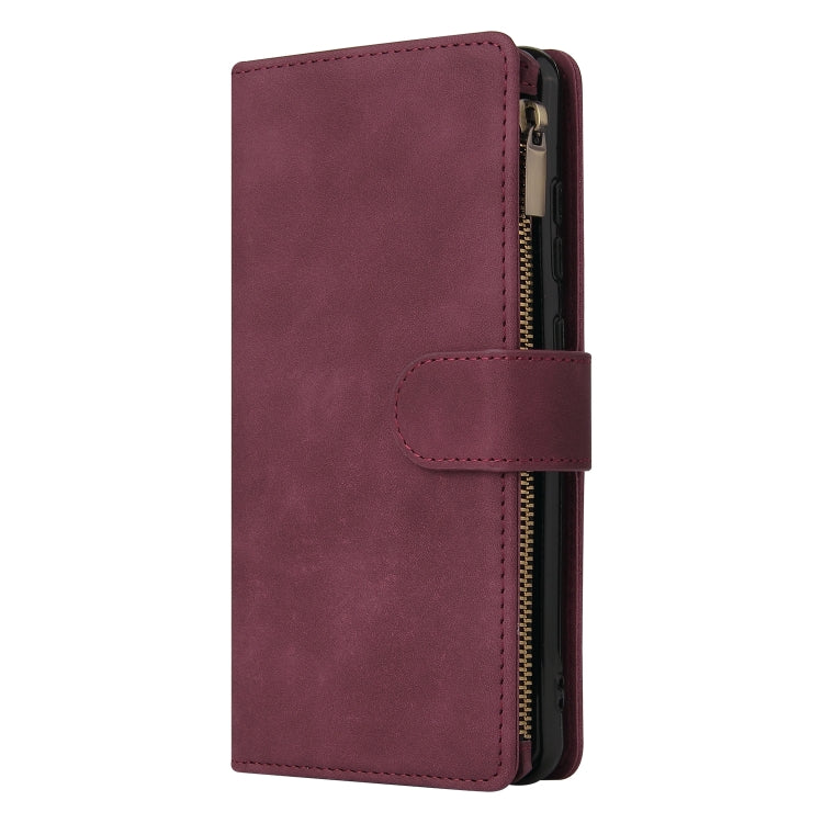 For Xiaomi Redmi Note 12 5G Global India / Poco X5 Multifunctional Multi-Card Wallet Phone Leather Case(Wine Red) - free shipping - PMC TechLife - Order now!