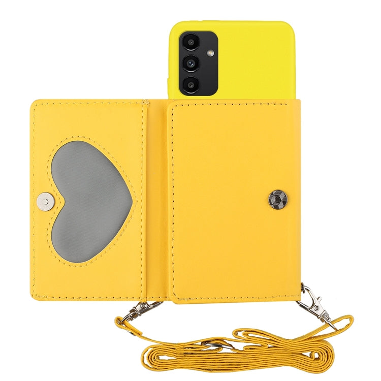 For Samsung Galaxy A14 5G Crossbody Lanyard Wallet Card Bag Phone Case(Yellow) - free shipping - PMC TechLife - Order now!