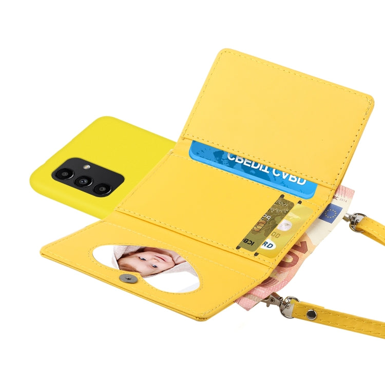 For Samsung Galaxy A14 5G Crossbody Lanyard Wallet Card Bag Phone Case(Yellow) - free shipping - PMC TechLife - Order now!