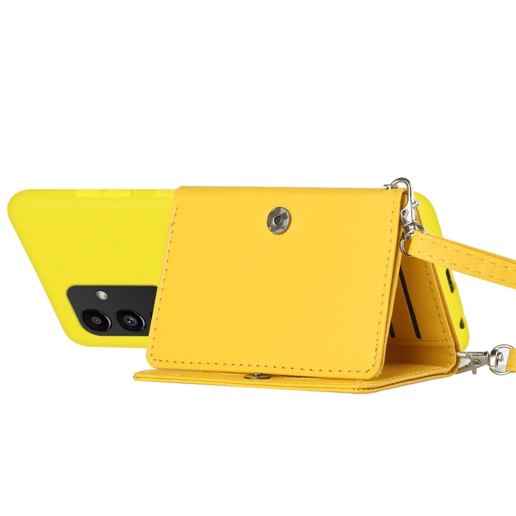 For Samsung Galaxy A14 5G Crossbody Lanyard Wallet Card Bag Phone Case(Yellow) - free shipping - PMC TechLife - Order now!