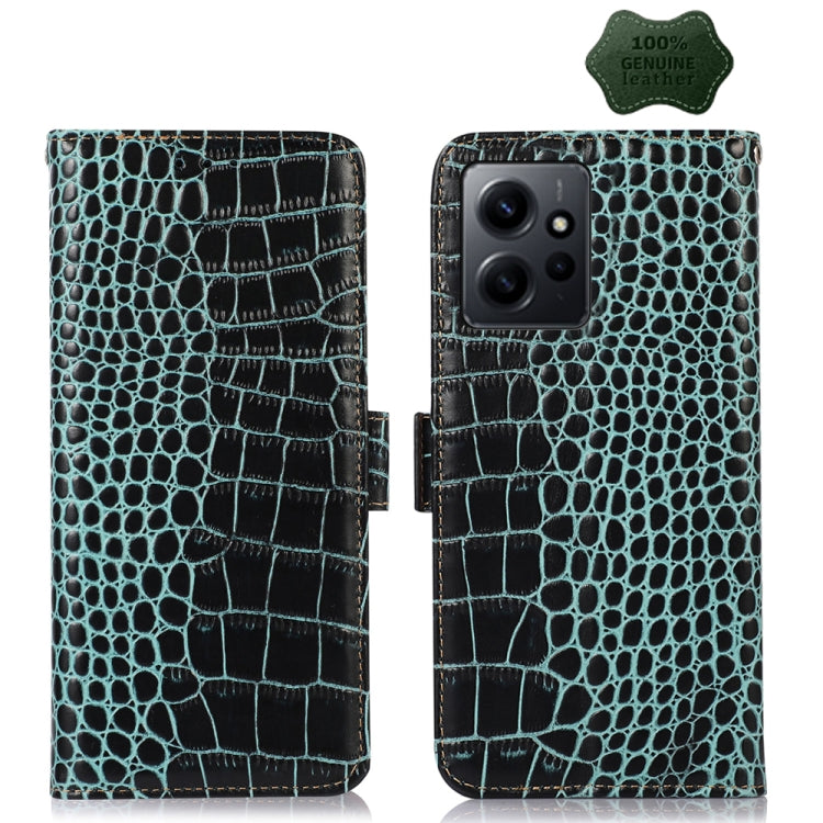 For Xiaomi Redmi Note 12 4G Global Crocodile Top Layer Cowhide Leather Phone Case(Green) - Note 12 Cases by PMC TechLife | Online Shopping South Africa | PMC TechLife