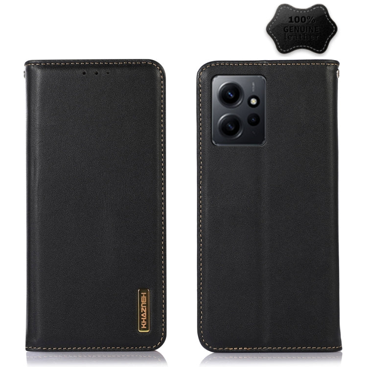 For Xiaomi Redmi Note 12 4G Global KHAZNEH Nappa Top Layer Cowhide Leather Phone Case(Black) - free shipping - PMC TechLife - Order now!