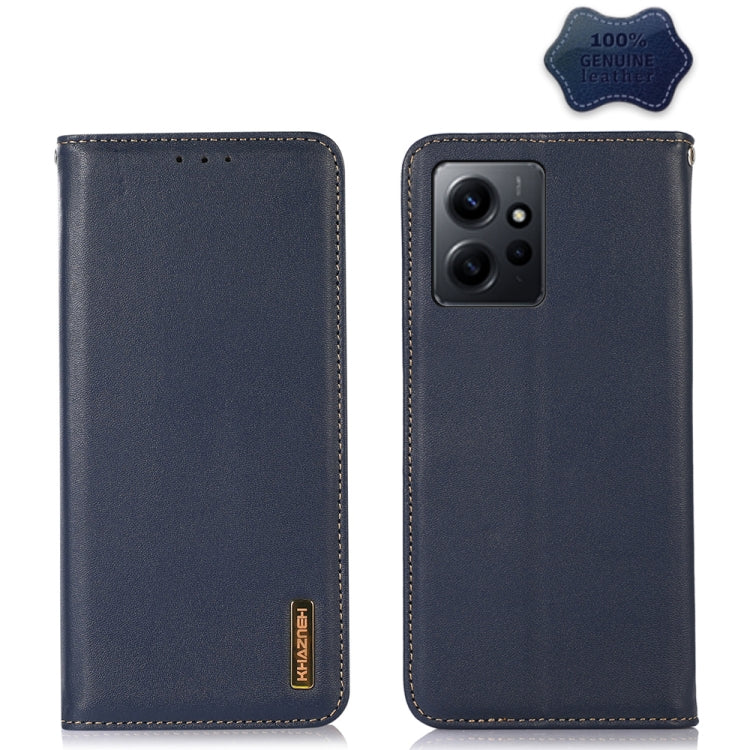 For Xiaomi Redmi Note 12 4G Global KHAZNEH Nappa Top Layer Cowhide Leather Phone Case(Blue) - Note 12 Cases by PMC TechLife | Online Shopping South Africa | PMC TechLife