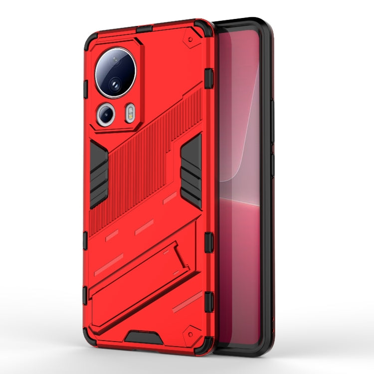 For Xiaomi 13 Lite Punk Armor 2 in 1 PC + TPU Shockproof Phone Case with Holder(Red) - free shipping - PMC TechLife - Order now!