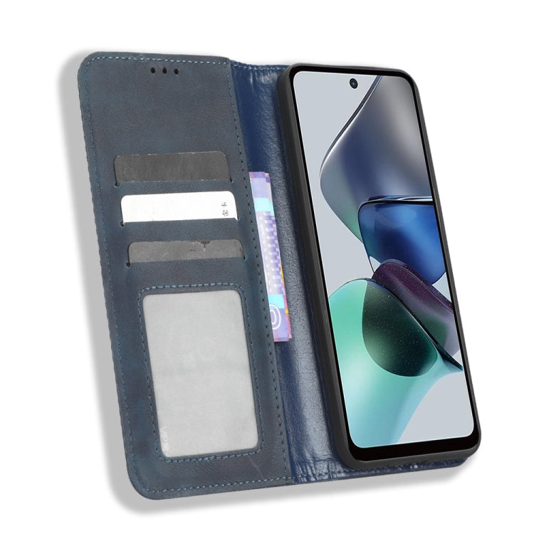 For Motorola Moto G13 / G23 4G Magnetic Buckle Retro Texture Leather Phone Case(Blue) - free shipping - PMC TechLife - Order now!
