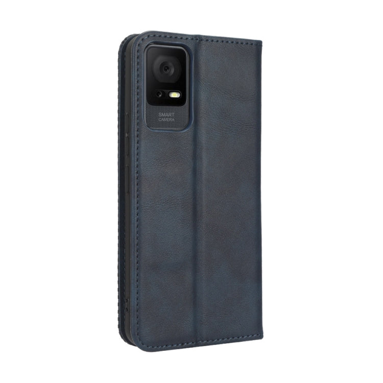 For TCL 408 Magnetic Buckle Retro Texture Leather Phone Case(Blue) - free shipping - PMC TechLife - Order now!