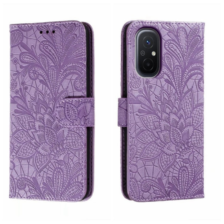 For Xiaomi Redmi 12C Lace Flower Embossing Flip Leather Phone Case(Purple) - free shipping - PMC TechLife - Order now!