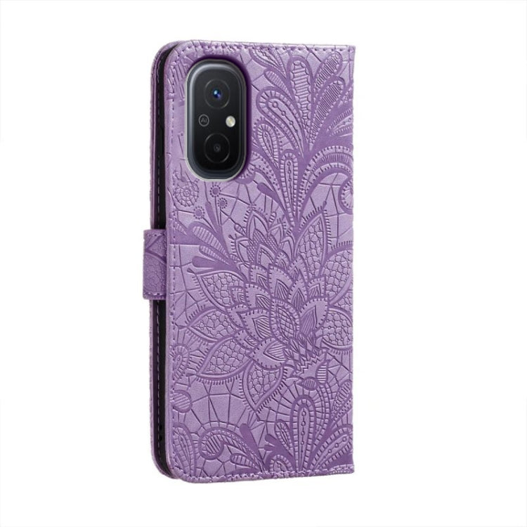 For Xiaomi Redmi 12C Lace Flower Embossing Flip Leather Phone Case(Purple) - free shipping - PMC TechLife - Order now!