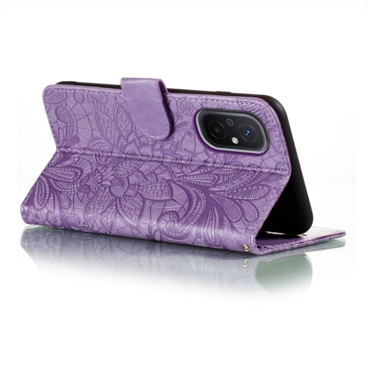 For Xiaomi Redmi 12C Lace Flower Embossing Flip Leather Phone Case(Purple) - free shipping - PMC TechLife - Order now!