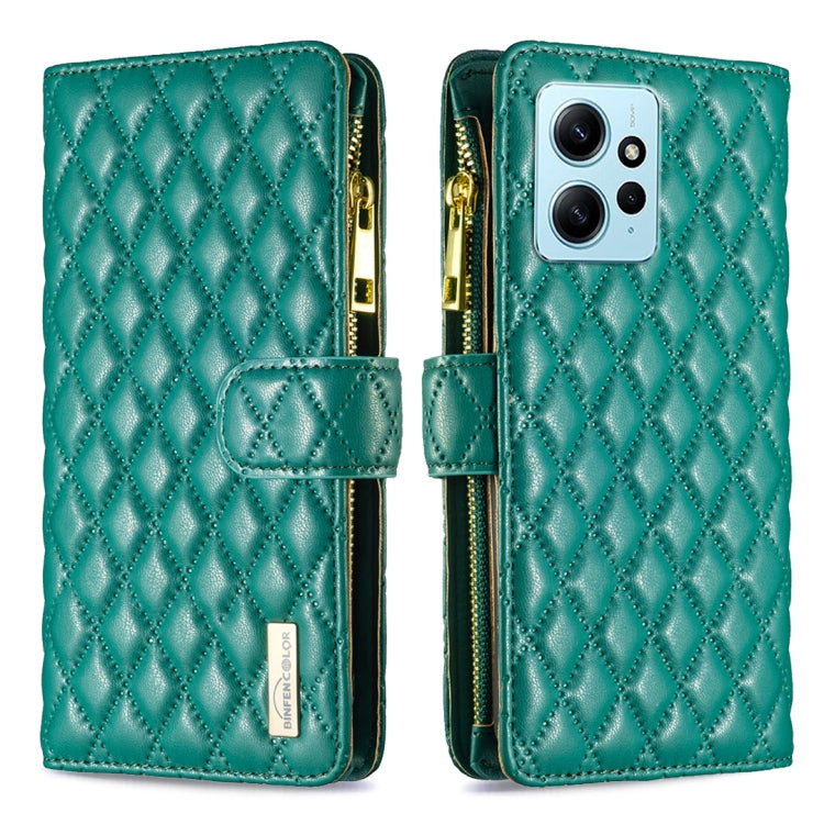 For Xiaomi Redmi Note 12 4G Global Diamond Lattice Zipper Wallet Leather Flip Phone Case(Green) - free shipping - PMC TechLife - Order now!