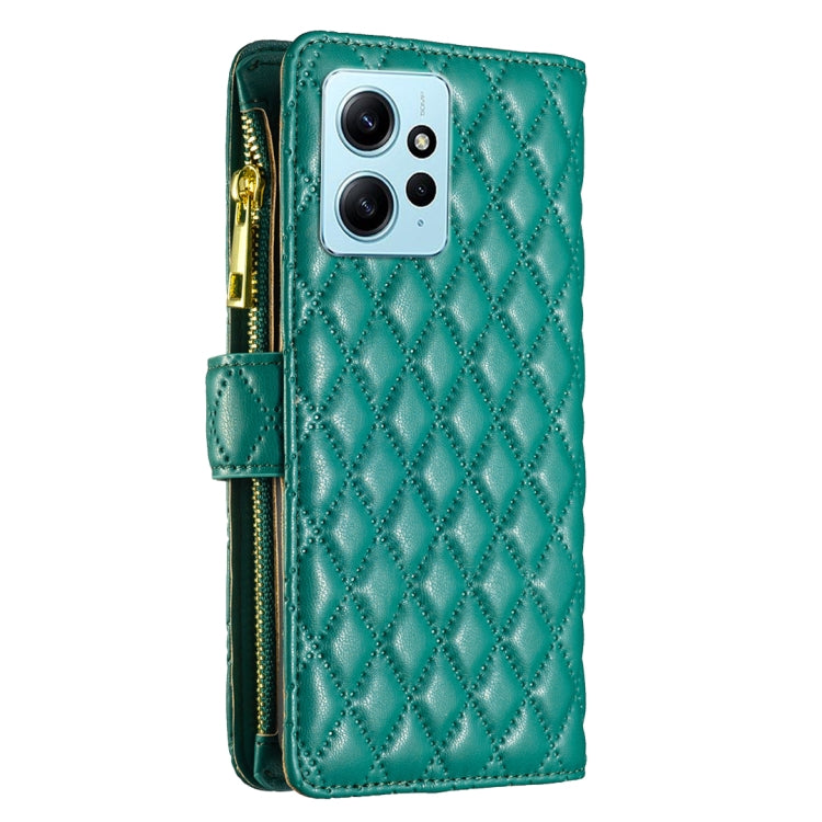 For Xiaomi Redmi Note 12 4G Global Diamond Lattice Zipper Wallet Leather Flip Phone Case(Green) - free shipping - PMC TechLife - Order now!