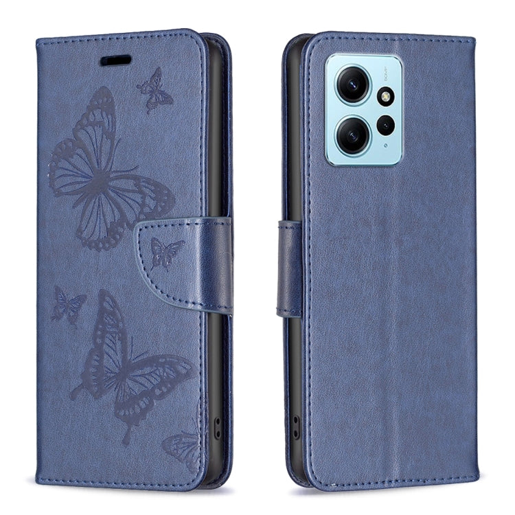 For Xiaomi Redmi Note 12 4G Global Two Butterflies Embossing Leather Phone Case(Blue) - free shipping - PMC TechLife - Order now!