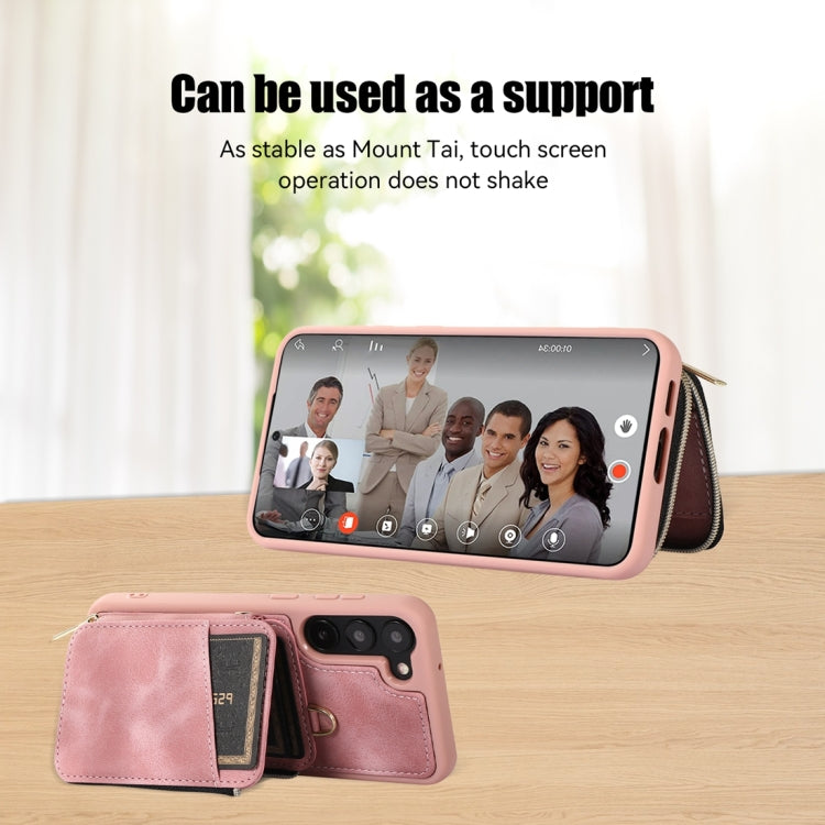 For Samsung Galaxy S23+ 5G Zipper Card Bag Back Cover Phone Case(Pink) - free shipping - PMC TechLife - Order now!