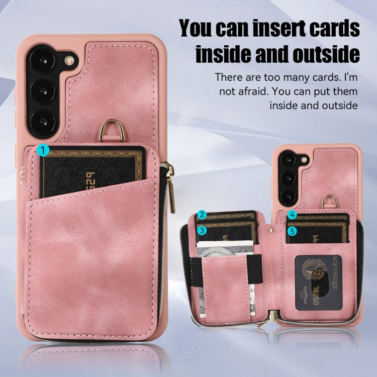 For Samsung Galaxy S23+ 5G Zipper Card Bag Back Cover Phone Case(Pink) - free shipping - PMC TechLife - Order now!