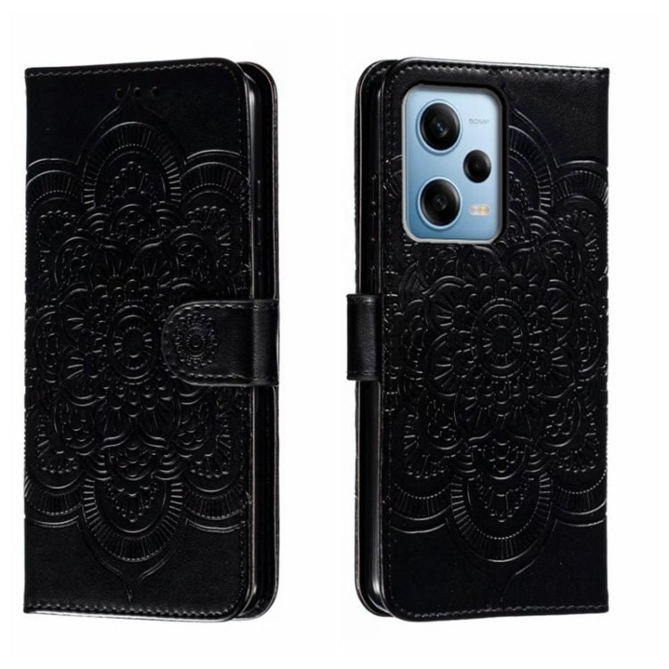For Xiaomi Redmi Note 12 Pro 5G Global Sun Mandala Embossing Pattern Phone Leather Case(Black) - free shipping - PMC TechLife - Order now!