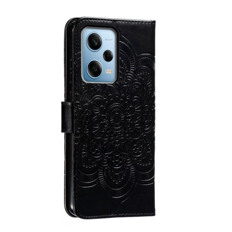 For Xiaomi Redmi Note 12 Pro 5G Global Sun Mandala Embossing Pattern Phone Leather Case(Black) - free shipping - PMC TechLife - Order now!