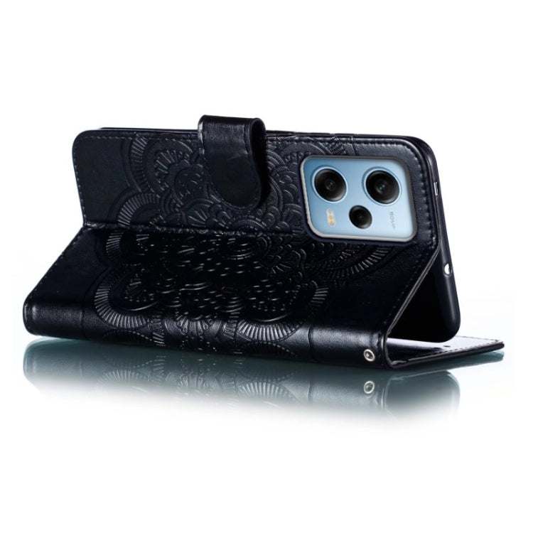 For Xiaomi Redmi Note 12 Pro 5G Global Sun Mandala Embossing Pattern Phone Leather Case(Black) - free shipping - PMC TechLife - Order now!