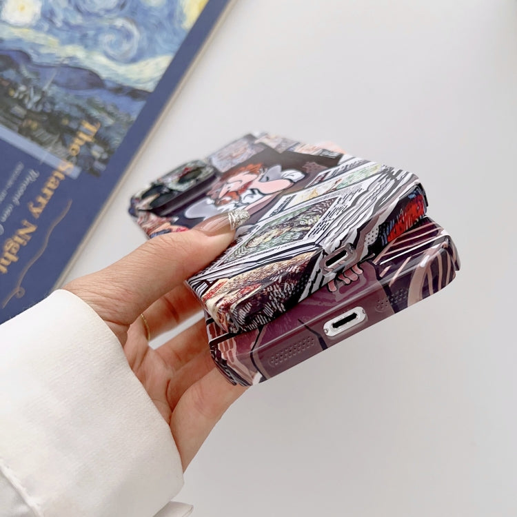 For iPhone 14 Pro Precise Hole Oil Painting Glossy PC Phone Case(Newspaper) - iPhone 14 Pro Cases by PMC TechLife | Online Shopping South Africa | PMC TechLife