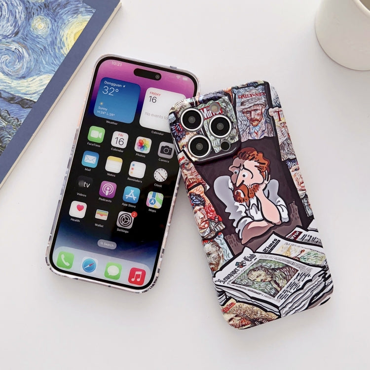 For iPhone 11 Pro Max Precise Hole Oil Painting Glossy PC Phone Case(Newspaper) - iPhone 11 Pro Max Cases by PMC TechLife | Online Shopping South Africa | PMC TechLife