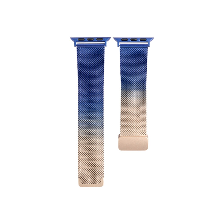 Milan Fold Buckle Metal Watch Band For Apple Watch Ultra 49mm / Series 8&7 45mm / SE 2&6&SE&5&4 44mm / 3&2&1 42mm (Gold Blue) - Watch Bands by PMC TechLife | Online Shopping South Africa | PMC TechLife