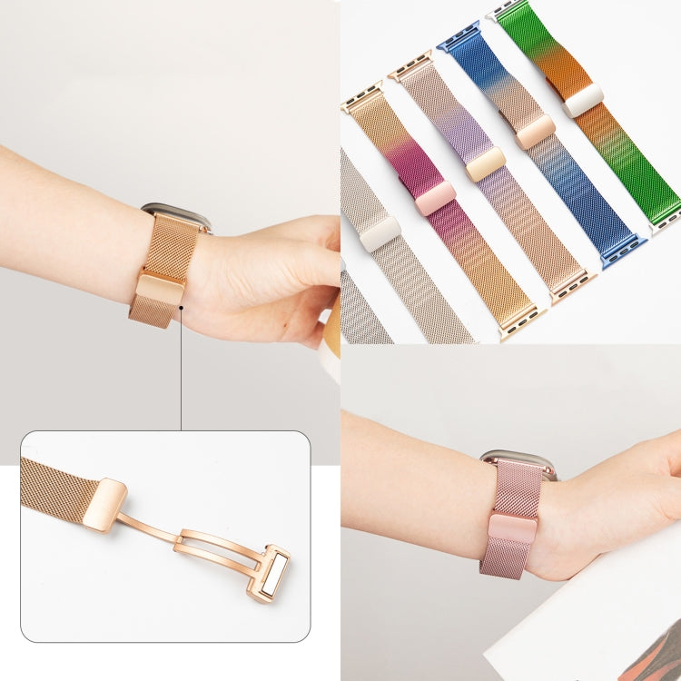 Milan Fold Buckle Metal Watch Band For Apple Watch Ultra 49mm / Series 8&7 45mm / SE 2&6&SE&5&4 44mm / 3&2&1 42mm (Light Purple) - Watch Bands by PMC TechLife | Online Shopping South Africa | PMC TechLife