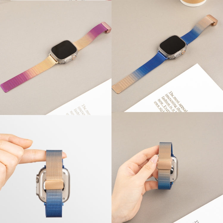 Milan Fold Buckle Metal Watch Band For Apple Watch Ultra 49mm / Series 8&7 45mm / SE 2&6&SE&5&4 44mm / 3&2&1 42mm (Gradient Purple) - Watch Bands by PMC TechLife | Online Shopping South Africa | PMC TechLife