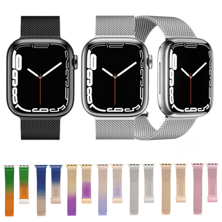 Milan Fold Buckle Metal Watch Band For Apple Watch Series 8&7 41mm / SE 2&6&SE&5&4 40mm / 3&2&1 38mm (Gold Blue) - Watch Bands by PMC TechLife | Online Shopping South Africa | PMC TechLife