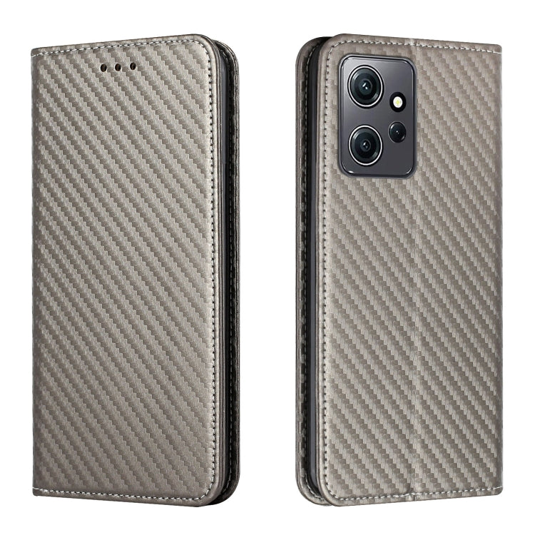 For Xiaomi Redmi Note 12 4G Global Carbon Fiber Texture Magnetic Flip Leather Phone Case(Grey) - free shipping - PMC TechLife - Order now!