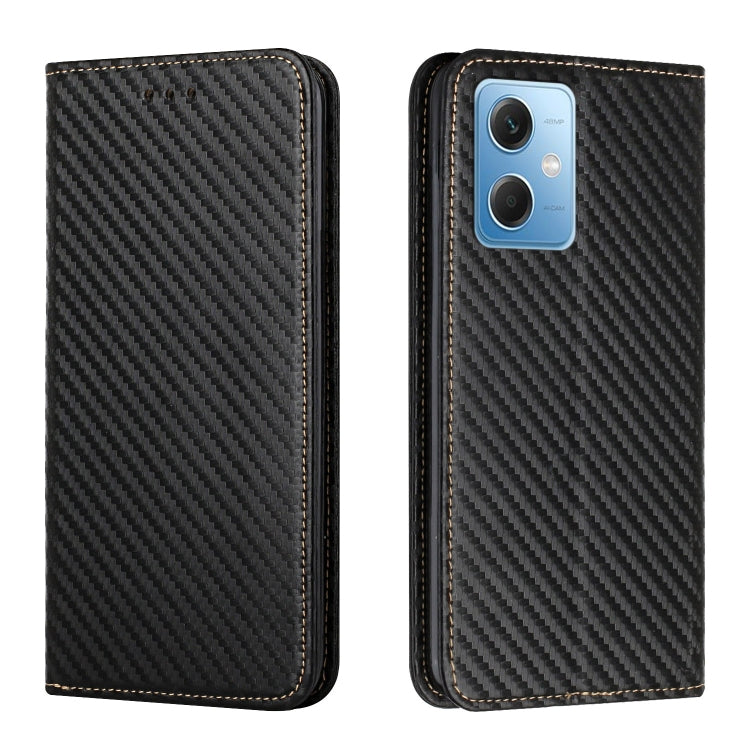 For Xiaomi Redmi Note 12 5G Global/Poco X5 Carbon Fiber Texture Magnetic Flip Leather Phone Case(Black) - free shipping - PMC TechLife - Order now!