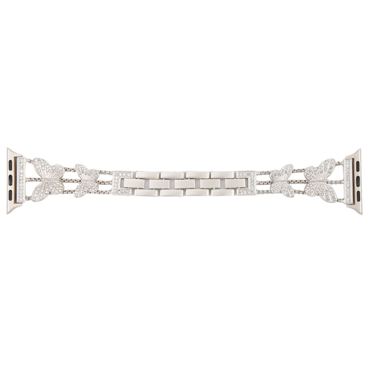 Butterfly Metal Diamond Watch Band For Apple Watch Ultra 49mm&Watch Ultra 2 49mm / Series 9&8&7 45mm / SE 3&SE 2&6&SE&5&4 44mm / 3&2&1 42mm(Starlight) - Watch Bands by PMC TechLife | Online Shopping South Africa | PMC TechLife | Buy Now Pay Later Mobicred
