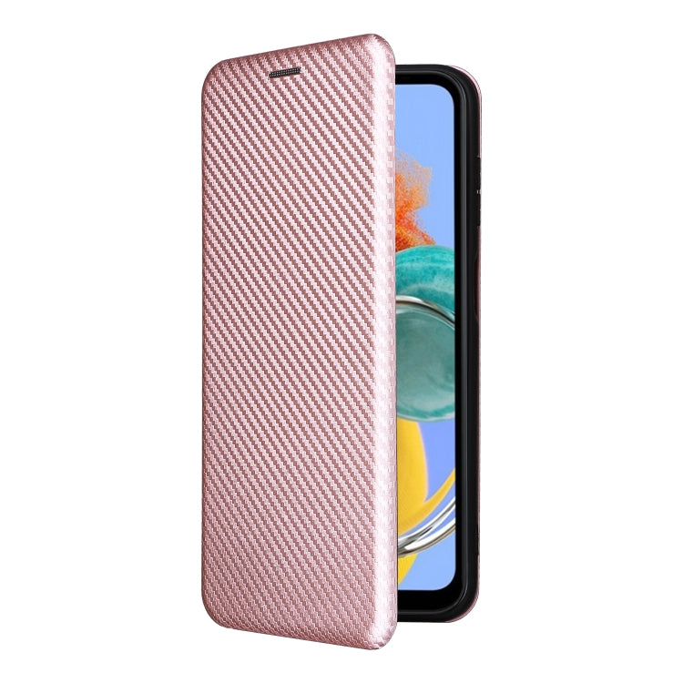 For Samsung Galaxy M14 5G Global Carbon Fiber Texture Flip Leather Phone Case(Pink) - free shipping - PMC TechLife - Order now!